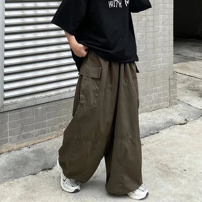 Vintage Baggy Cargo Pants Men Cotton Wide Leg Trousers Male Oversize Retro Loose Casual Japanese Streetwear Hip Hop