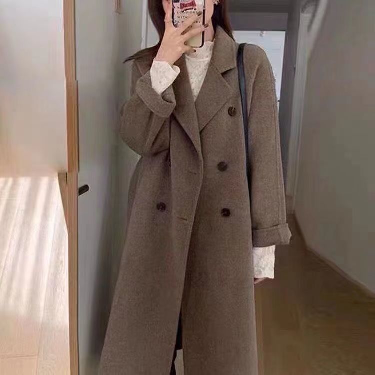 jinran Thickened Black Woolen Coat (female) New Korean Long Japanese Woolen Coat In Autumn and Winter Womens Winter Clothing