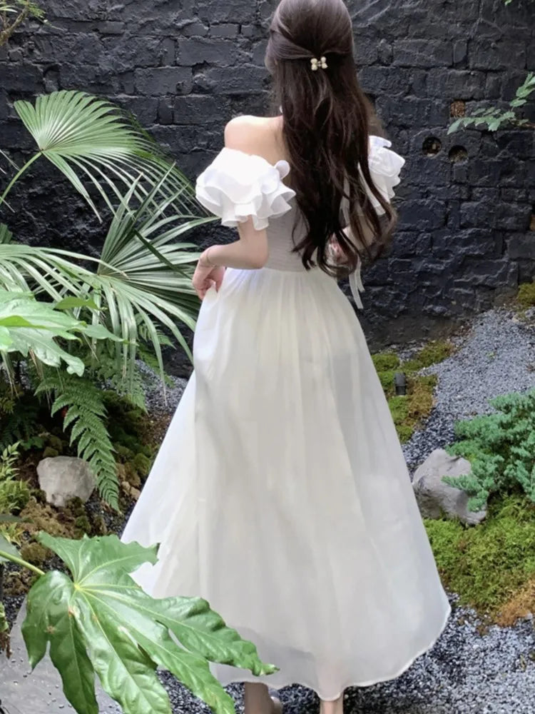 jinran Women Summer Vintage Chic Midi Dresses Off Shoulder A-Line Wedding Vestidos New Fashion Elegant Birthday Party Prom Dress