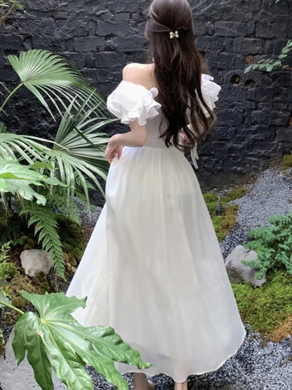 jinran Women Summer Vintage Chic Midi Dresses Off Shoulder A-Line Wedding Vestidos New Fashion Elegant Birthday Party Prom Dress