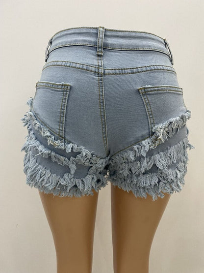 jinran 2022 New Edging Ruffled Denim Shorts Fashionable Ladies Skirt Pants Short Jeans Pants for Women  Pockets Casual Women Clothing