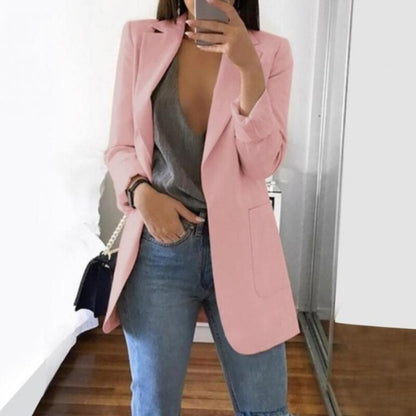 jinran Suit Jacket Female Spring Autumn New European American Solid Color Fashion Lapel Slim Cardigan Leisure Suit Jacket Female