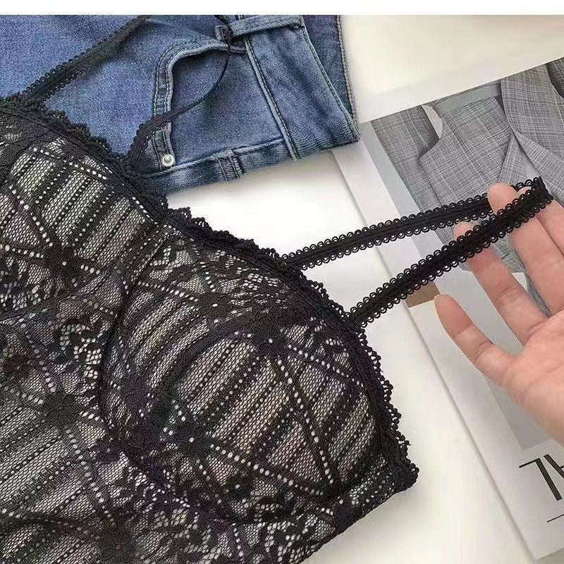 jinran Vintage Lace Tank Top Sexy Thin Breathable Beautiful Back Camisole Push Up Wireless Clothing 2022 New