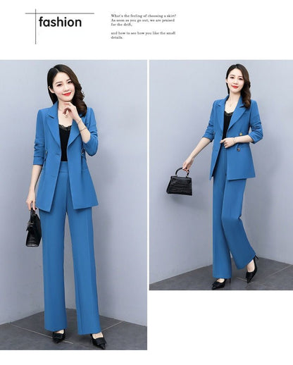 jinran Korean Version High Sense Temperament Professional Suit Elegant Woman 2022 Spring New Style Suit Wide Leg Pants Two-piece Set