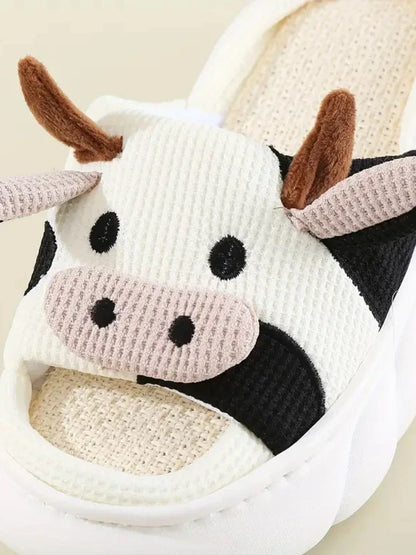 jinran Unisex Open-toed Cow Cartoon Slippers-Non-slip Women New Indoor Shoes Spring Summer Kawaii Comfortable Lovely Family Shoes 2024