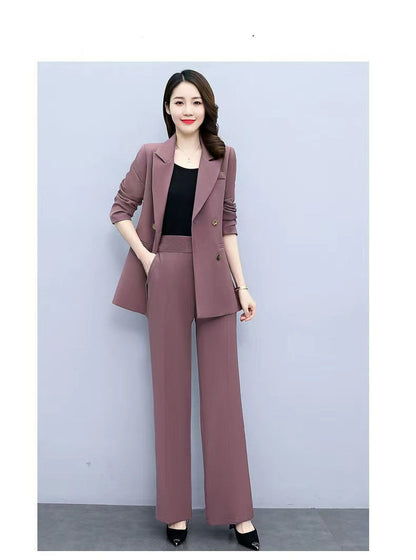 jinran Korean Version High Sense Temperament Professional Suit Elegant Woman 2022 Spring New Style Suit Wide Leg Pants Two-piece Set