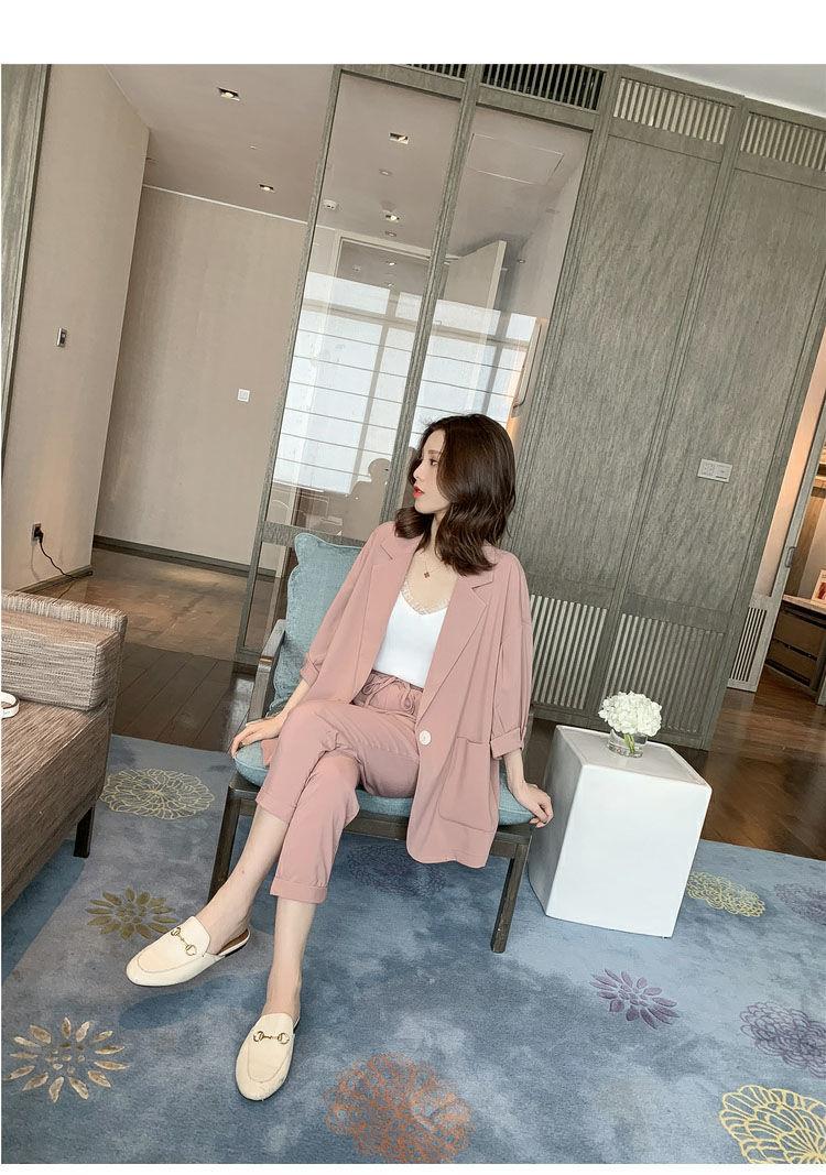 jinran Korean Style New Pink Elegant Women's Pants Suit Fashion Loose Jacket Trousers Two-piece Set Female Office Blazer Tracksuit