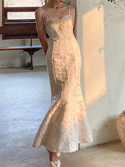 jinran Woman Dress Backless Embroidery Vintage 2024 Sleeveless Sexy Beach Boho Lace Party Sundress Women Summer Maxi Vestido