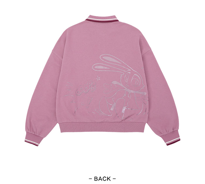 jinran Sweatshirt Women Rabbit Hit Color Polo Collar 2021 Autumn New Oversize Girls Cute Pullover Gentle Hoodies