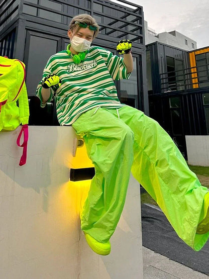 Oversize Y2K Green Cargo Parachute Pants Men Japanese Fashion Casual Trousers Male Baggy Streetwear Hiphip Sport Kpop