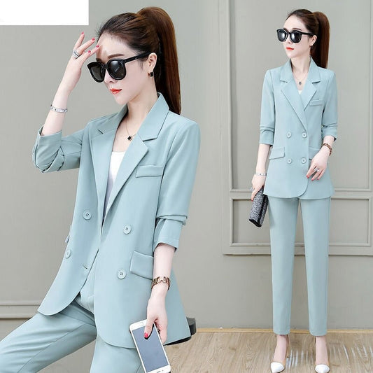 jinran Summer New Korean Fashion Elegant Women's Trouser Suits Office Blazer White Vest Casual Pants Three Piece Set Female Jacket Set