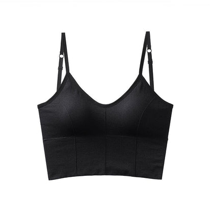 jinran Sexy Crop Top Women V-Neck Big U Shape Beautiful Back Padded Tank Top Push Up Wireless Comfortable Underwear 2022 New