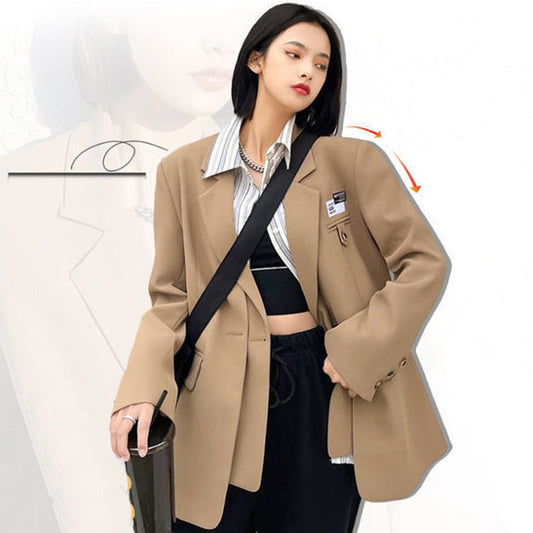 jinran Autumn Design Temperament Suit Jacket Women Loose Black Blazer Khaki Tailored Coat Korean Office Lady Overwear New