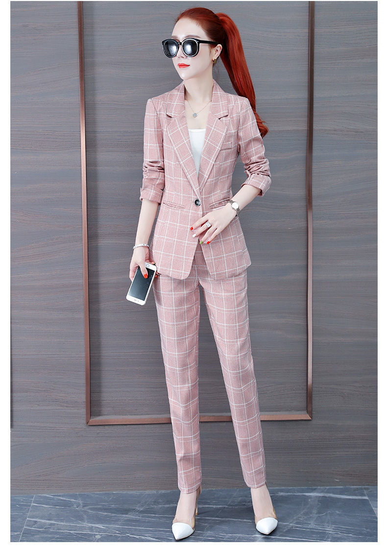 jinran Summer New Korean Fashion Elegant Women's Pants Suit Thousand Bird Lattice Slim Fit Jacket White Vest Trousers Three Piece Set