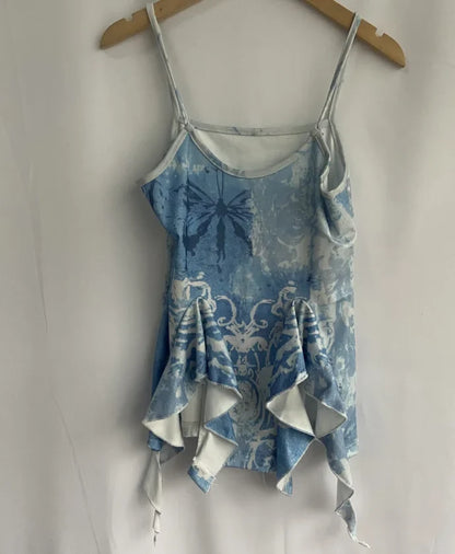 jinran Sexy Crop Tops Women's Clothing Fashion Summer Vest Floral Ruffles Tunic Backless Camis Korean Irregular Y2k Tanks Ropa Mujer