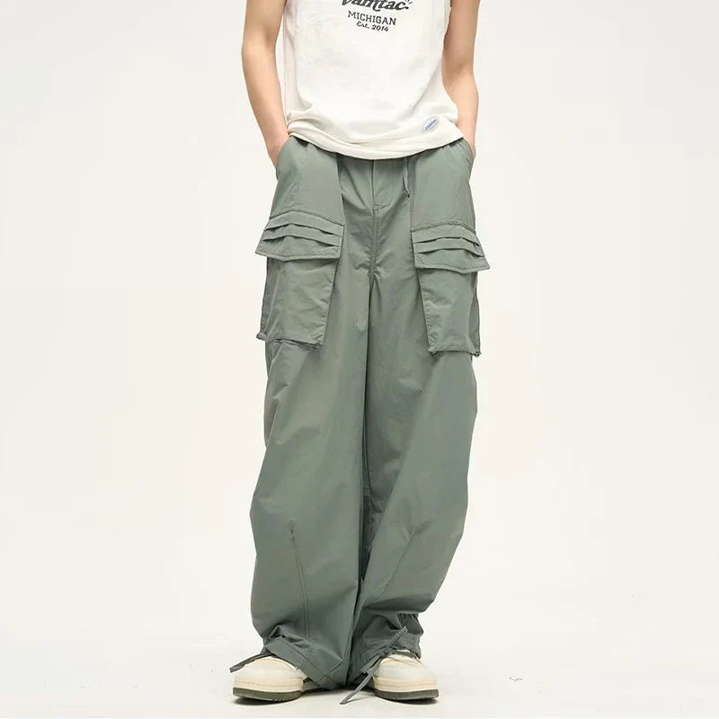 Parachute Cargo Pants Men Oversize Cargo Trousers Male Y2K Sweatpants Men High Waist Japanese Streetwear Hip Hop