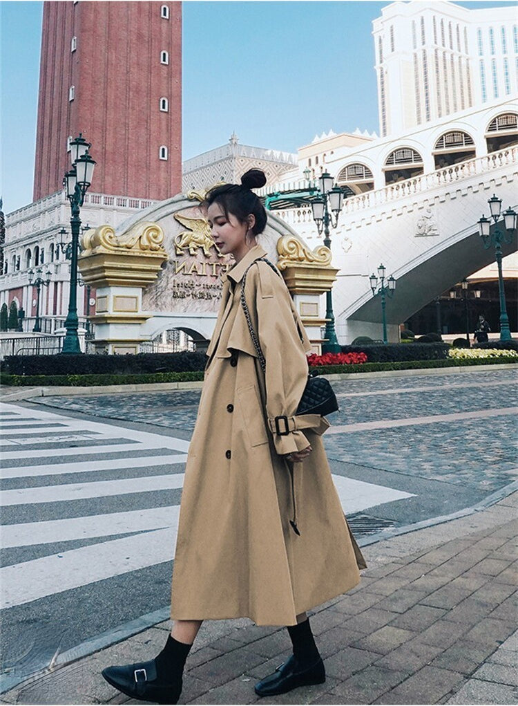 jinran Trench Coat for Women 2022 Autumn Winter New Loose Coat Women's Casual Long Windbreaker Clothing Female Coats and Jackets Women