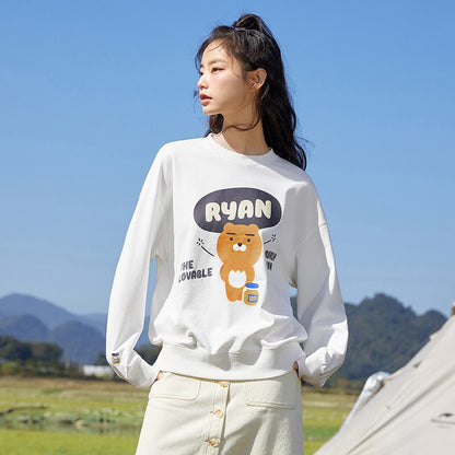 jinran Sweatshirt Women 2022 Spring And Autumn New Woman White Loose Top Bear Small Women'S Hoodies Clothing