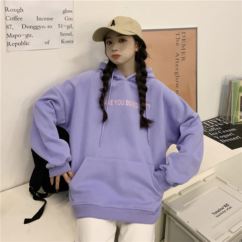 jinran College Style New White Baggy Pullover Fashion Letter Printing Harajuku Sweatshirt Casual Lazy Raglan Sleeves Drawstring Hoodie