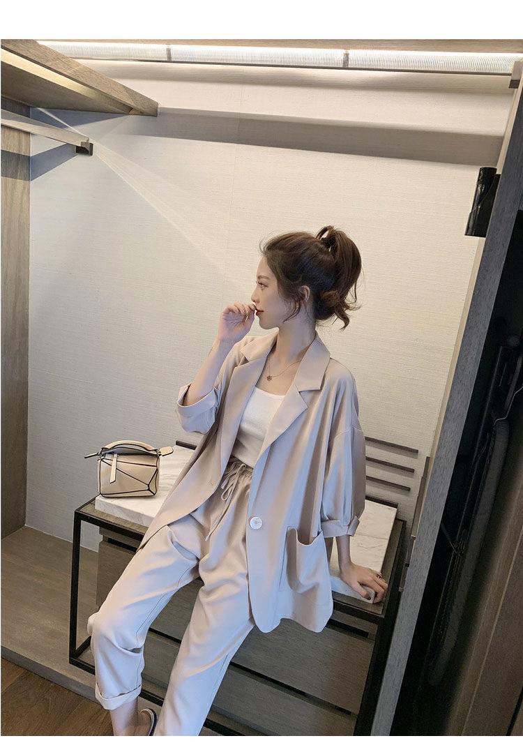 jinran Korean Style New Pink Elegant Women's Pants Suit Fashion Loose Jacket Trousers Two-piece Set Female Office Blazer Tracksuit