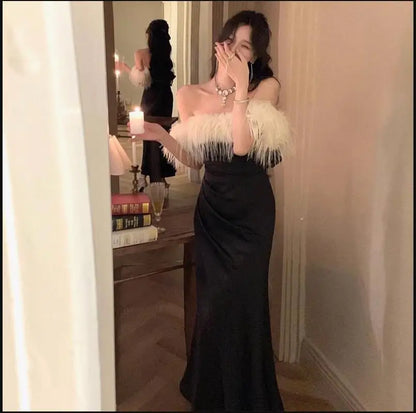 jinran White Vintage Luxury Midi Dresses for Women Autumn New France Sexy Fashion Slim Bandage Party Wedding Formal Female Clothes
