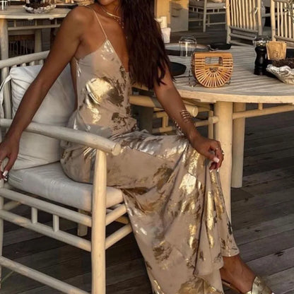 jinran 2024 Long Slip Dresses For Women Fashion Metal Lingerie Sexy Party Dress Female Clothing Sleeveless Backless Dress Ladies