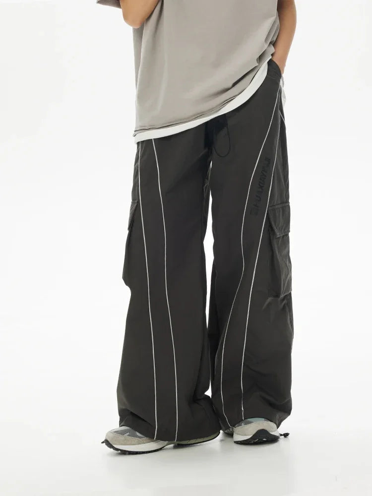 Baggy Wide Leg Cargo Pants Men Oversize gray Cargo Trousers Male Loose Casual Sweatpants Streetwear Hip Hop