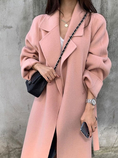 jinran Coat Women's Medium and Long Style New High-end Loose Knee Length Korean Woolen Coat In Autumn Winter of  Coats for Women