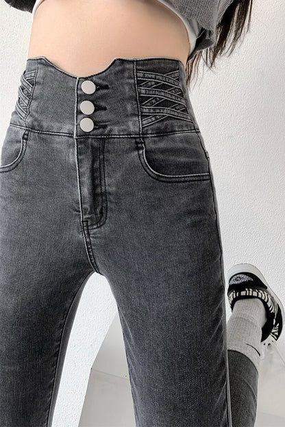 jinran Stretch Jeans Women 2022 Push Up Sexy Retro High Waist Skinny Mom Pants Korean Fashion Denim Trousers Femme Spring New