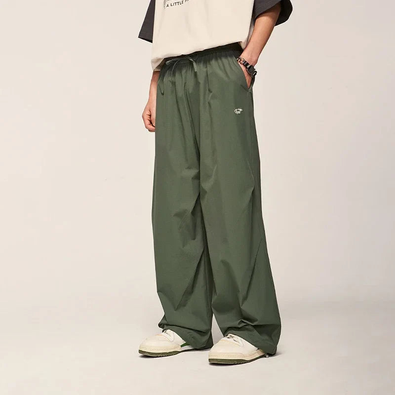 Parachute Wide Leg Pants Men Baggy Trousers Male Joggers Sweatpants Oversized Loose Casual Sports Streetwear Hip Hop