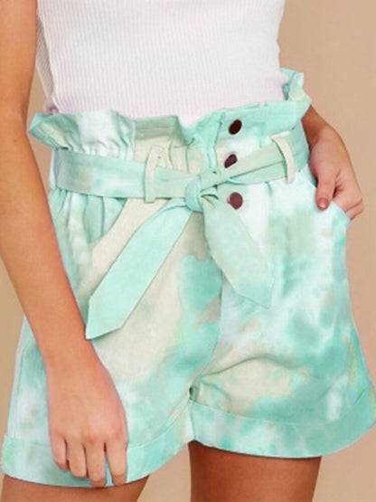 jinran New Spring and Summer Strap Casual Pocket Shorts Fashion Tie-dyed Color Ladies Pants Sports Pants Short Jeans Pants for Women