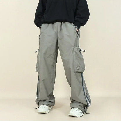 Cargo Parachute Pants Men Oversize Sport Wide Leg Trousers Male Tracksuit Jogging Hip Hop Loose Casual Streetwear