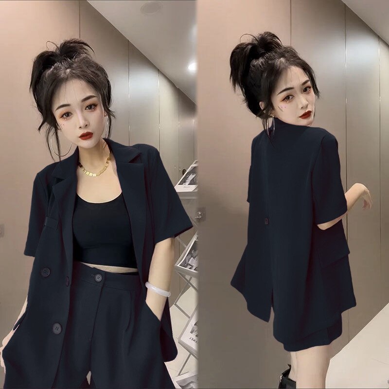 jinran Korean Casual Suit Set 2022 New Elegant Feminine Suit Commuter Short Sleeve Small Suit Shorts Women Two Piece Set Shorts Women