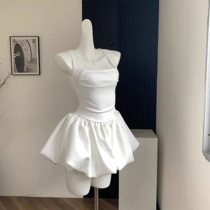 jinran Sweet Kawaii White Mini Dress Elegant Sexy Balletcore Women Korean Y2k Summer Short Dresses Party Dress French Vintage