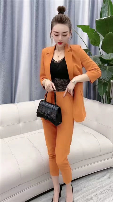 jinran Women's Oversized Suit 2022 Spring and Summer Korean Fashion Commuting Two-piece Suit Leggings Suit Two-piece Suit for Women