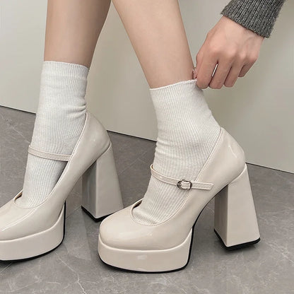 jinran 2024 Autumn New Style Women's High Heels Fashion Lolita Mary Jane Thick Bottom Buckle Party High Heels Women's High Heels