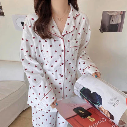 jinran 2024 Korean Style Spring Autumn Rest Pajamas for Women Fashion Long Sleeve Pants High Grade Elegant Comfortable Lapel Loungewear