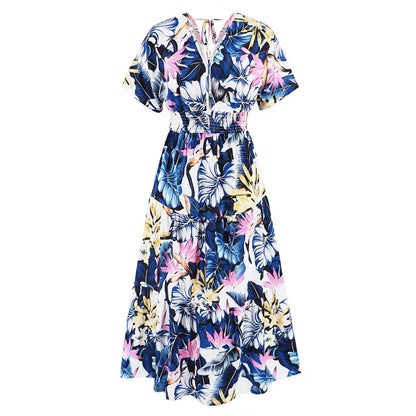 jinran Women Autumn Outfits Short Sleeve Sexy V-Neck Slim Bohemian Print Dress Popular Printed Summer Dress Women