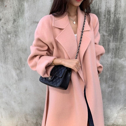 jinran Coat Women's Medium and Long Style New High-end Loose Knee Length Korean Woolen Coat In Autumn Winter of  Coats for Women