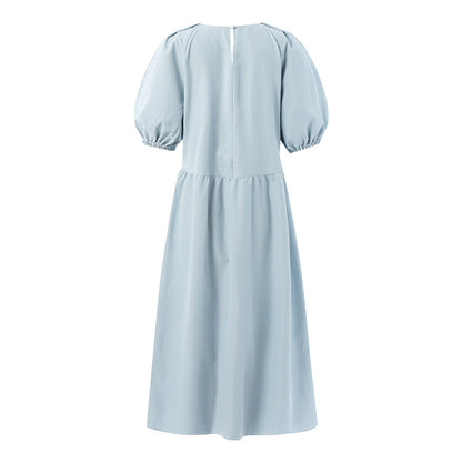 jinran 2022 Summer Half Puff Sleeve Sundress Women Casual O Neck Smocking Vestidos ZANZEA Vintage Loose Solid Kaftan Oversize Club Robe