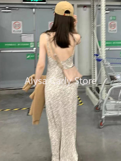 jinran Elegant Sexy Floral Slip Dress Women Sweet Slim Korean Style Party Dress Female 2024 Summer Casual Evening Holiday Beach Dress