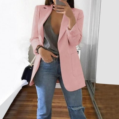 jinran Suit Jacket Female Spring Autumn New European American Solid Color Fashion Lapel Slim Cardigan Leisure Suit Jacket Female