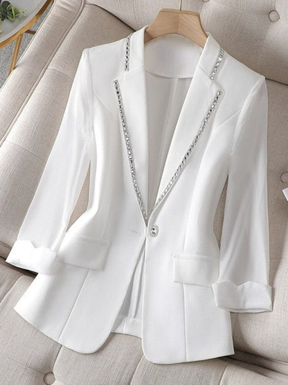 jinran 2024 Spring/Summer Design Sense Suit Thin Sleeve Small Suit Slim Slim Shirt Temperament Commuter White Small Suit Coat Woman