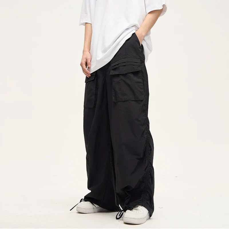 Parachute Cargo Pants Men Oversize Cargo Trousers Male Y2K Sweatpants Men High Waist Japanese Streetwear Hip Hop