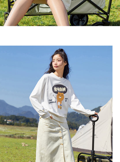 jinran Sweatshirt Women 2022 Spring And Autumn New Woman White Loose Top Bear Small Women'S Hoodies Clothing