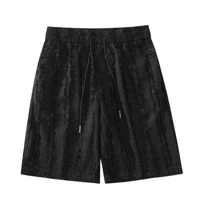 Summer Thin Shorts Men Fashion Oversized Ice Silk Shorts Men Streetwear Loose Black/White Beach Shorts Mens Large Sizes M-5XL