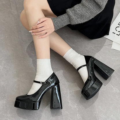 jinran 2024 Autumn New Style Women's High Heels Fashion Lolita Mary Jane Thick Bottom Buckle Party High Heels Women's High Heels