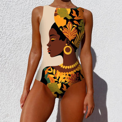 jinran Print One Piece Swimsuit 2024 New Push Up Swimwear Women Vintage Retro Bathing Suits Bodysuit Beach Wear Backless Monokini