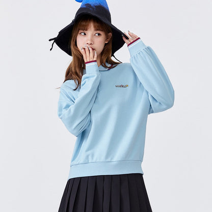 jinran Sweatshirt Women Rabbit Hit Color Polo Collar 2021 Autumn New Oversize Girls Cute Pullover Gentle Hoodies