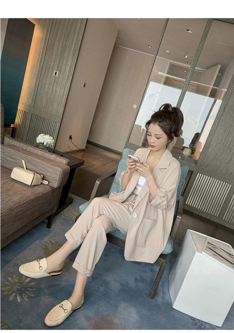 jinran Korean Style New Pink Elegant Women's Pants Suit Fashion Loose Jacket Trousers Two-piece Set Female Office Blazer Tracksuit